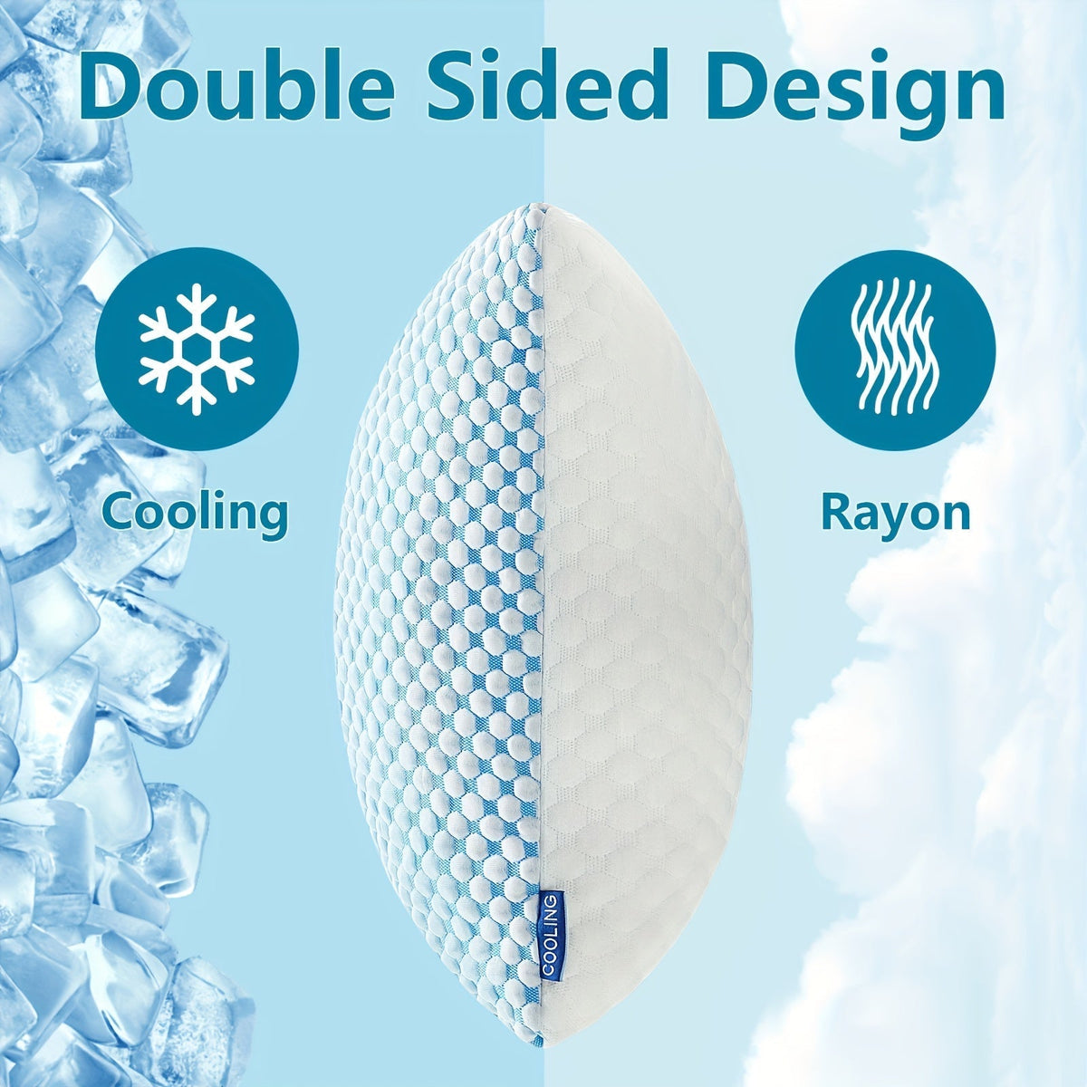 2-Pack Cooling King Size Pillows – Hotel Quality Non-Collapsing Down Alternative with Memory Foam Filling, Polyester & Viscose Cover, Machine Washable, for Side, Back, and Stomach Sleepers