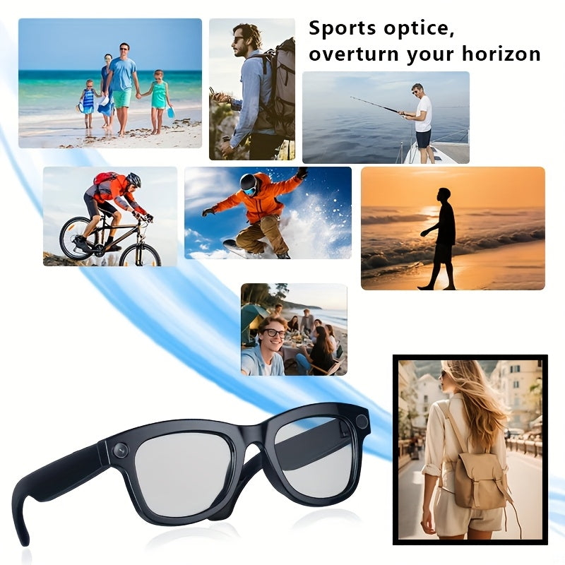 AI Smart Glasses with 8MP HD Camera, Touch Control, ChatGPT Real-Time Translation, Wireless Calling, Blue Light Protection, Dual-Mic Noise Reduction, and Photochromic Lens for Cycling, Driving, Travel, and Office Use