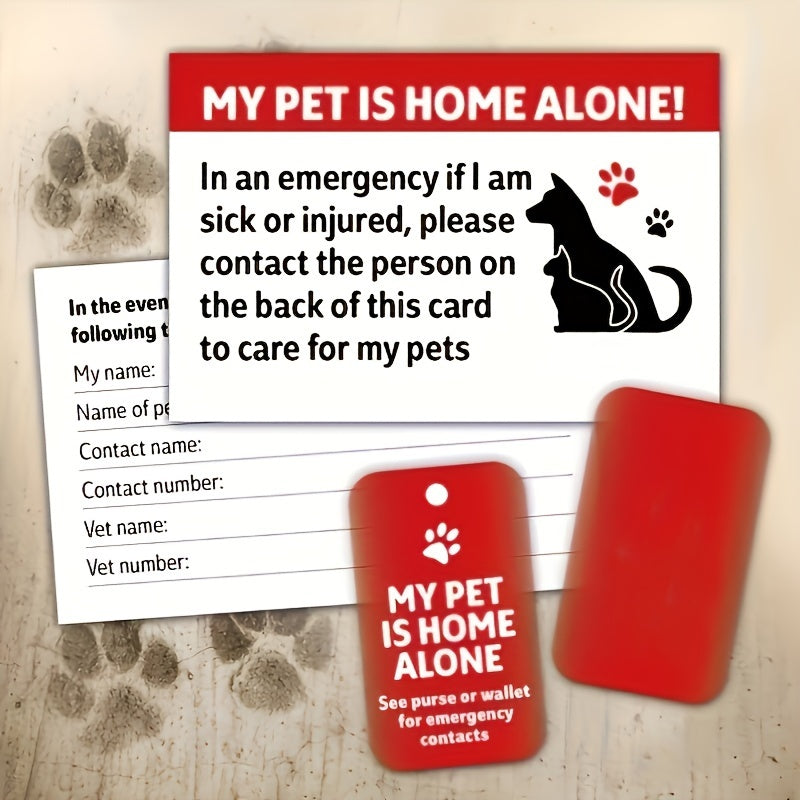 Pet Emergency Alert Card & Acrylic Keychain Set – Includes Vet and Contact Info – Safety ID for Solo Pet Owners, Seniors, and Outdoor Enthusiasts