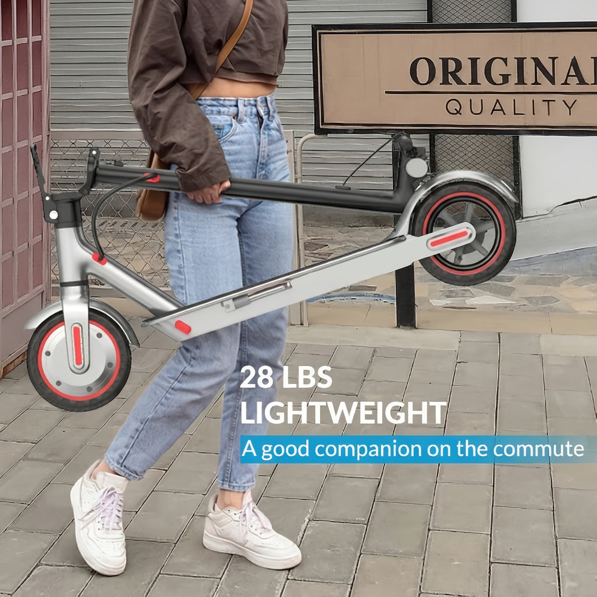 Electric Scooter for Adults with 350W Motor - 19 MPH Top Speed, 21-Mile Range, 8.5" Solid Tires, Foldable Commuter E-Scooter with App Control, Dual Brake System & LED Lights | Portable Folding Design