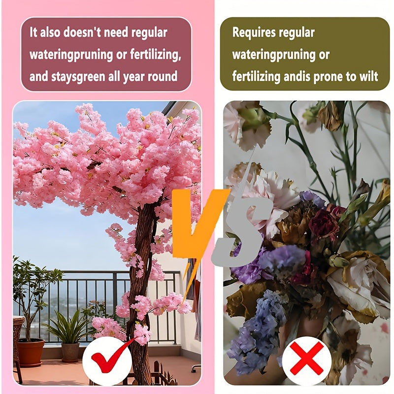 Artificial Cherry Blossom Tree Large Handmade Light Pink, Silk Flower Wishing Tree for Indoor Outdoor Home Office Wedding Party, Easy Assembly No Maintenance, 70"x47" / 78"x59"
