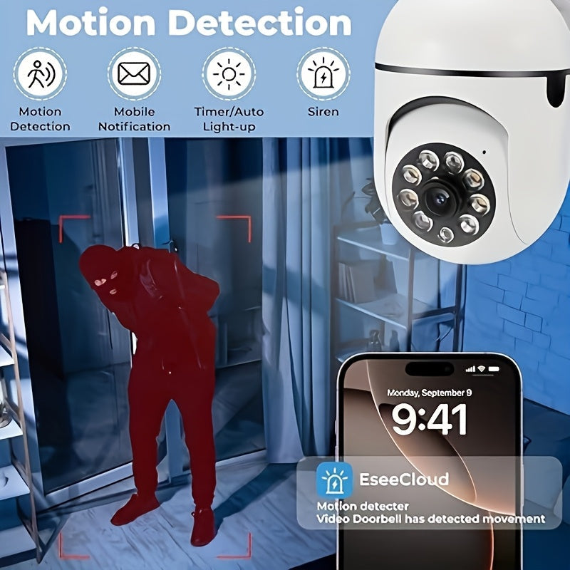 2-Pack 4MP Bulb Security Camera, Wireless 360° Panoramic HD, 5GHz/2.4GHz WiFi, Night Vision, Two-Way Audio, App Control, Indoor Home/Garage/Pet Monitoring Camera