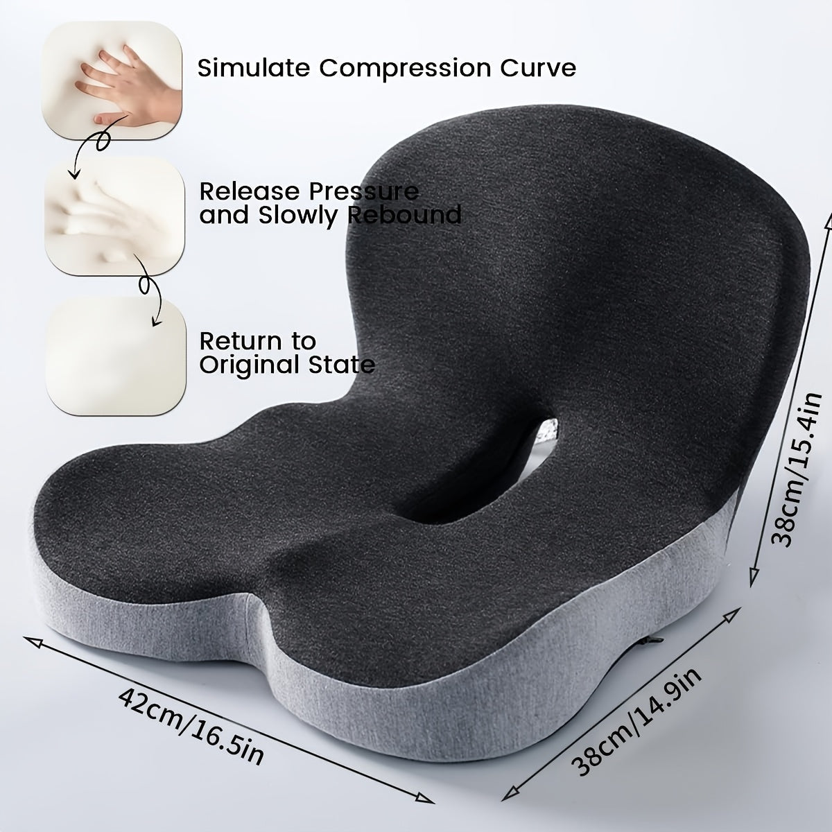 Ergonomic Memory Foam Seat Cushion with Back Support – Non-Slip Office Chair, Gaming Chair, and Car Seat Pad for Hip and Tailbone Pain Relief, Long-Sitting Comfort