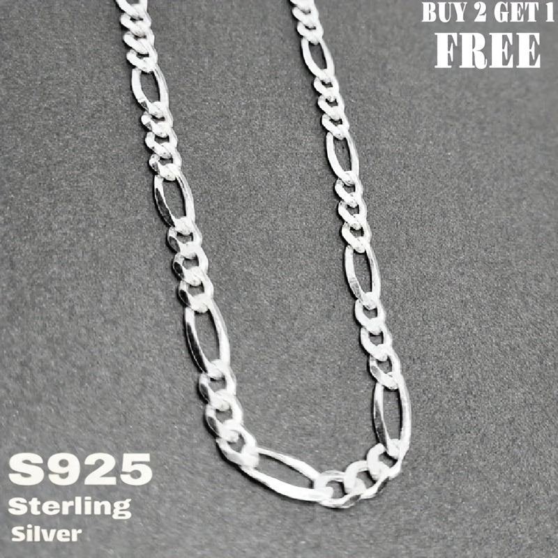 925 Sterling Silver Figaro Chain Necklace – 6mm Wide, 18 to 24 Inches, Unisex for Men & Women, Includes Gift Box – Classic Silver Chain for Everyday Wear & Gifting