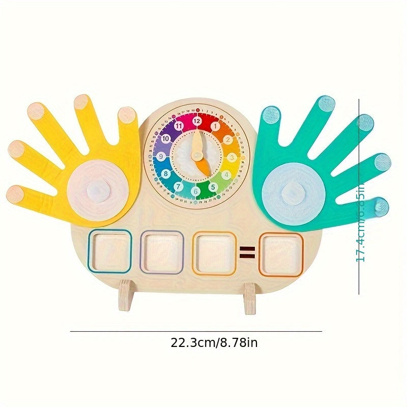 Wooden Clock Learning Toy for Kids – Clock Hands, Finger Counting Math Tool for Teaching Time | Educational Toy for Toddlers & Preschoolers | Easter & Christmas Gift for Boys & Girls Ages 3+