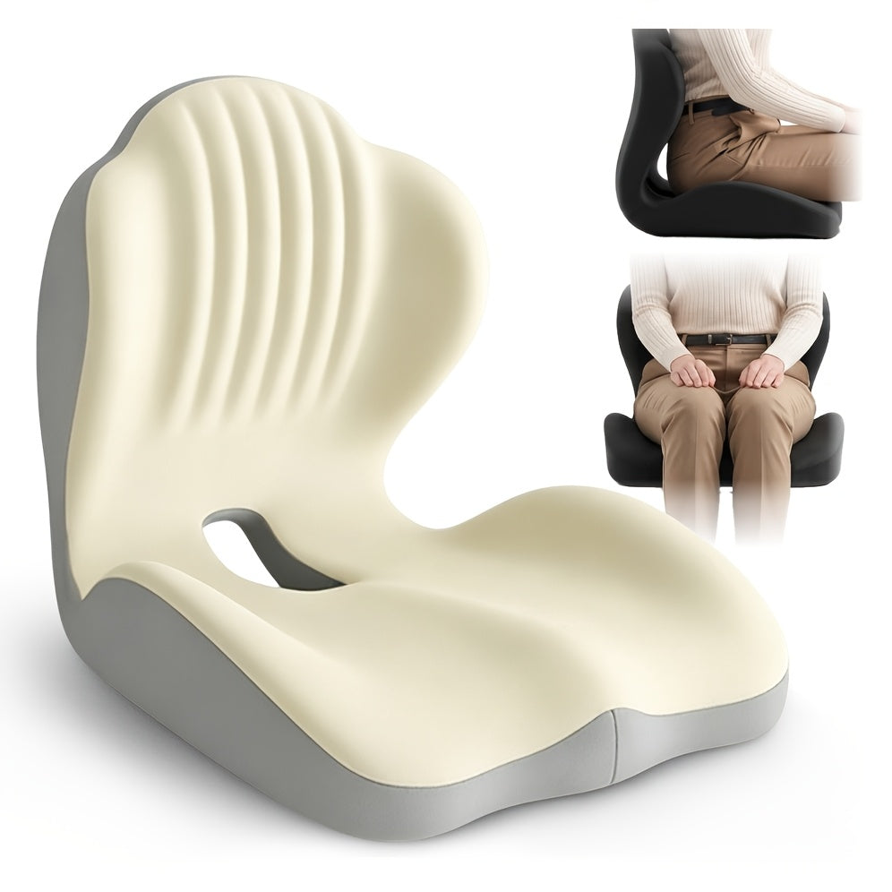 Ergonomic Memory Foam Seat Cushion with Back Support & Breathable Hollow Design – Comfortable Coccyx Cushion for Office Chair, Car Seat, and Long-Term Sitting, Unisex