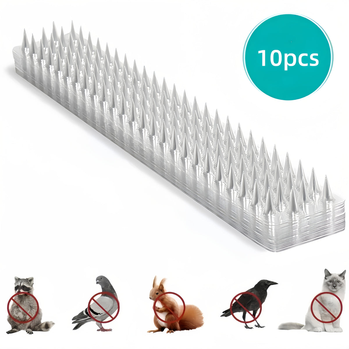 Bird & Cat Repellent Mats 5/10/20 Pack Transparent Spike Mat - Indoor Outdoor Animal Deterrent for Terrace, Garden, Roof, Fence, Courtyard - Easy Install Pet-Safe Repellent for Home, Business, Park