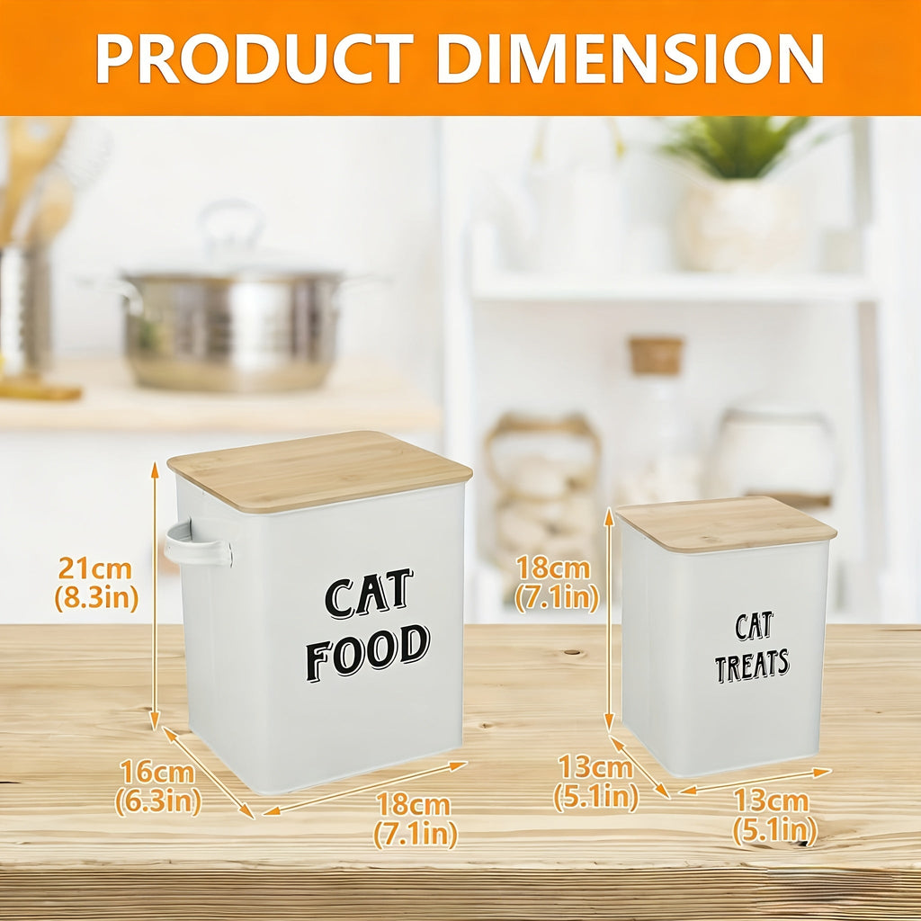 Metal Cat Food Storage Container with Scoop and Tight-Fitting Lid - Vintage Airtight Cat Treat Canister for Dry Cat Food - Stylish Pet Food Storage Tin with Locking Lid, Black