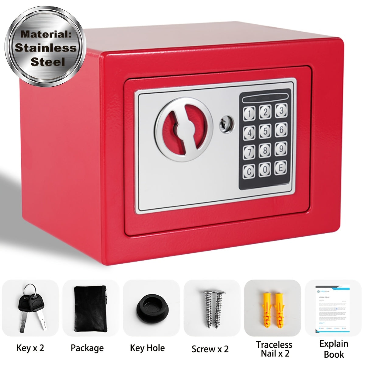 Fireproof Home Safe with Digital Keypad, Keys & Passcode Lock – Includes Fireproof Money Bag, Sensor Light & Adjustable Shelf for Home, Office, Business, Money & Valuables