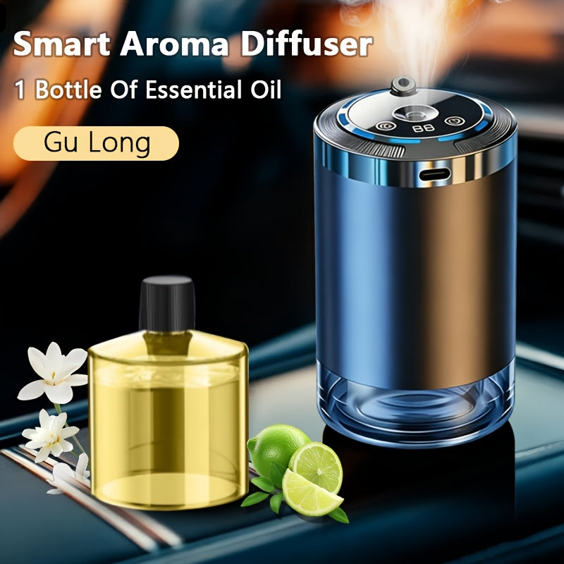 Smart Car Aroma Diffuser with Essential Oils, Starry Sky Projection Humidifier, Ambient Light, Car Air Freshener, Ocean/Osmanthus/Cologne Scent, 1.69oz Bottle for Car Interior