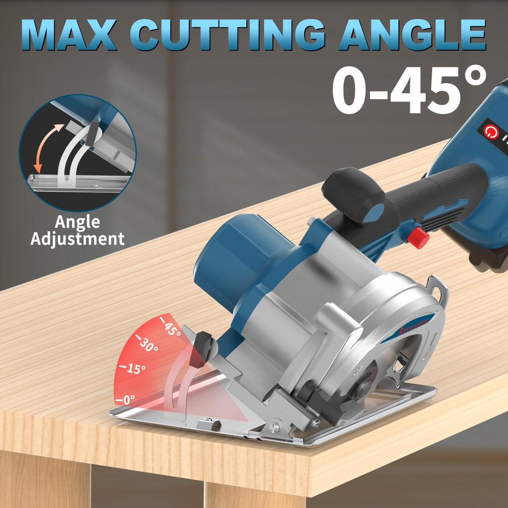 Brushless Circular Saw Kit 20V Battery Included, Multiple Blades, Adjustable Cutting Depth & Bevel Angle, Cordless Power Saw for Woodworking DIY Projects, Lightweight Compact Design