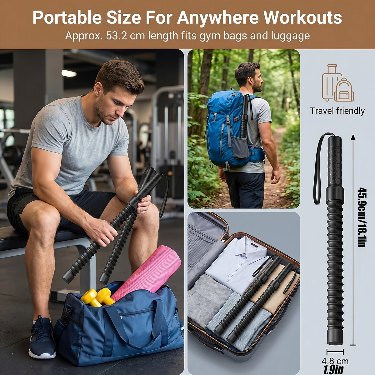 Cordless No-Rope Jump Rope Set (2 pcs) – Weighted Resistance Training Ropes for Home Gym Fitness, Adjustable Intensity, Portable Exercise Equipment for Men and Women