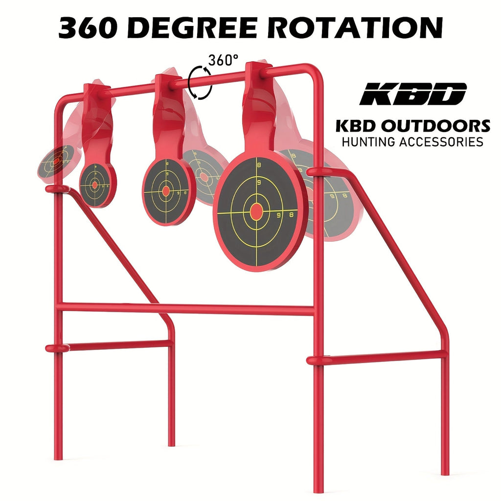 .22LR Spinner Shooting Target Stand - Triple Steel Spinner Targets, Foldable, includes 15-Pack Bullseye Paper Targets, for Outdoor Shooting Practice, Durable Air Strike Target System for Range Training