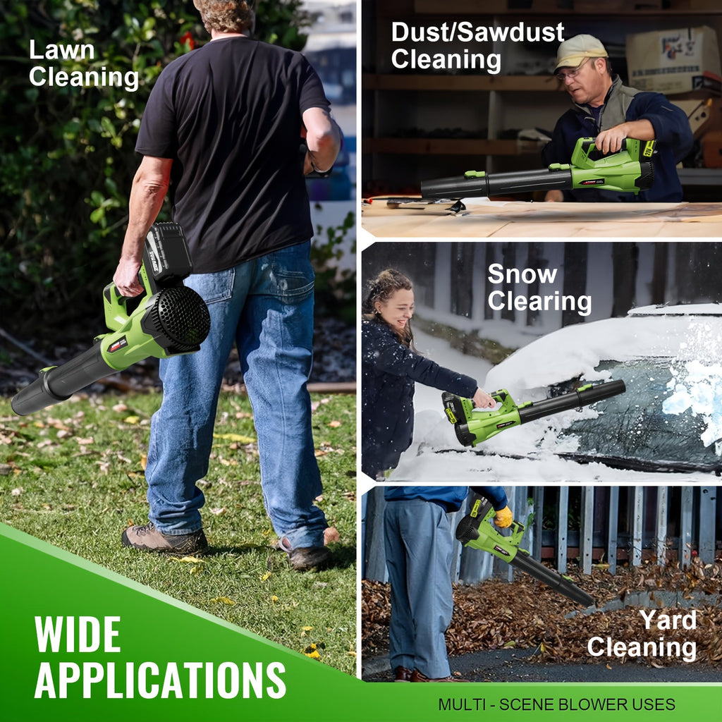 High Power Cordless Leaf Blower - 580CFM/160MPH, Extension Nozzle, Ergonomic Non-Slip Handle, Lightweight - Lawn, Yard, Pet Hair & Winter Storm - 2Ah & 4Ah Battery Options - Christmas & New Year Gift