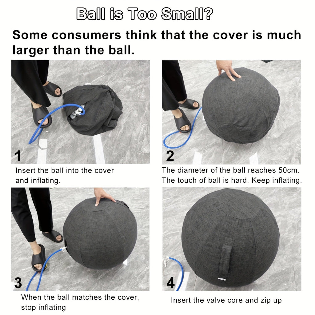 65cm Exercise Ball Chair with Fabric Cover, Anti-Burst Yoga Ball Seat for Home Office Desk, Pilates Core Training, Pregnancy & Birthing Ball – Improves Posture & Relieves Back Pain, Grey & Black