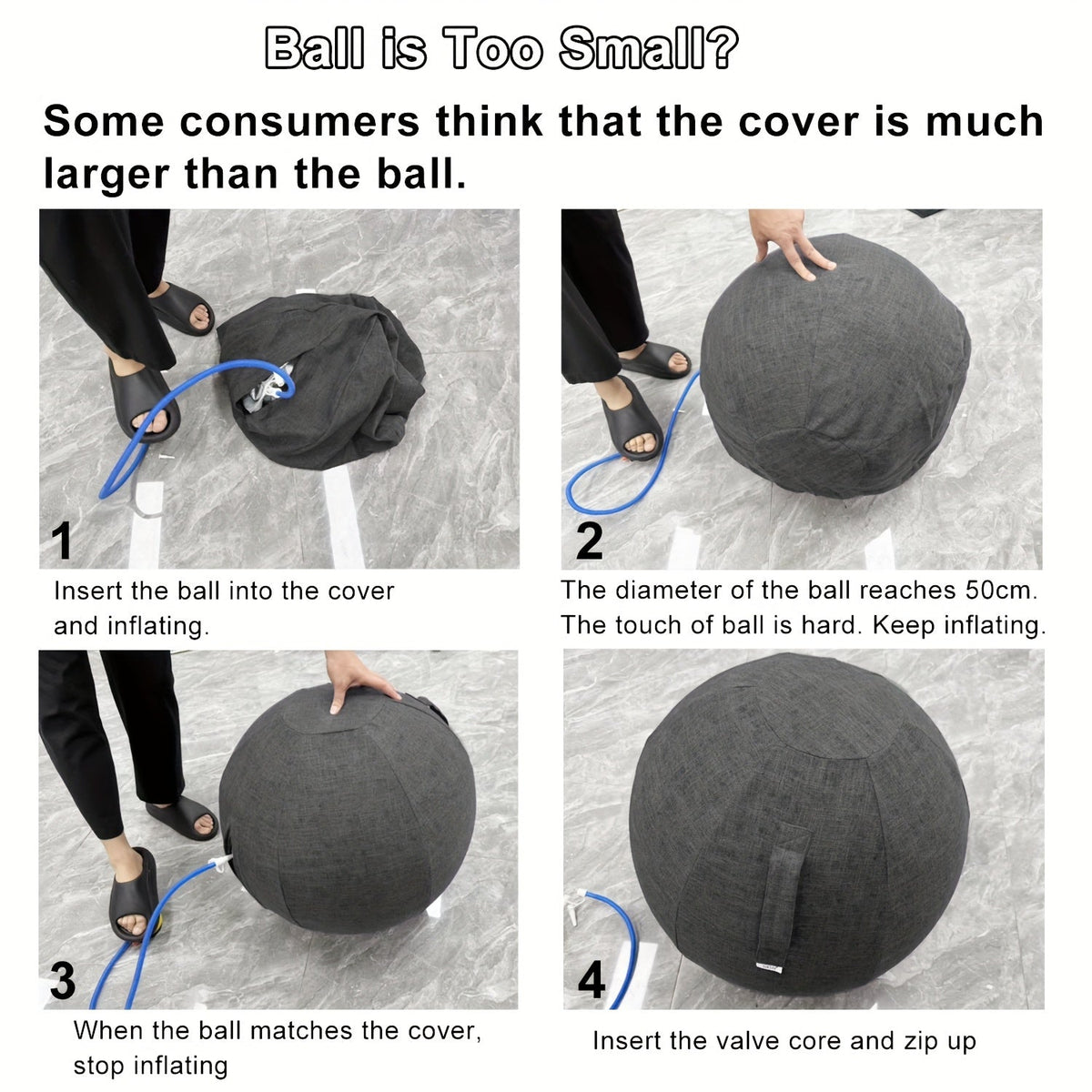 65cm Exercise Ball Chair with Fabric Cover, Anti-Burst Yoga Ball Seat for Home Office Desk, Pilates Core Training, Pregnancy & Birthing Ball – Improves Posture & Relieves Back Pain, Grey & Black
