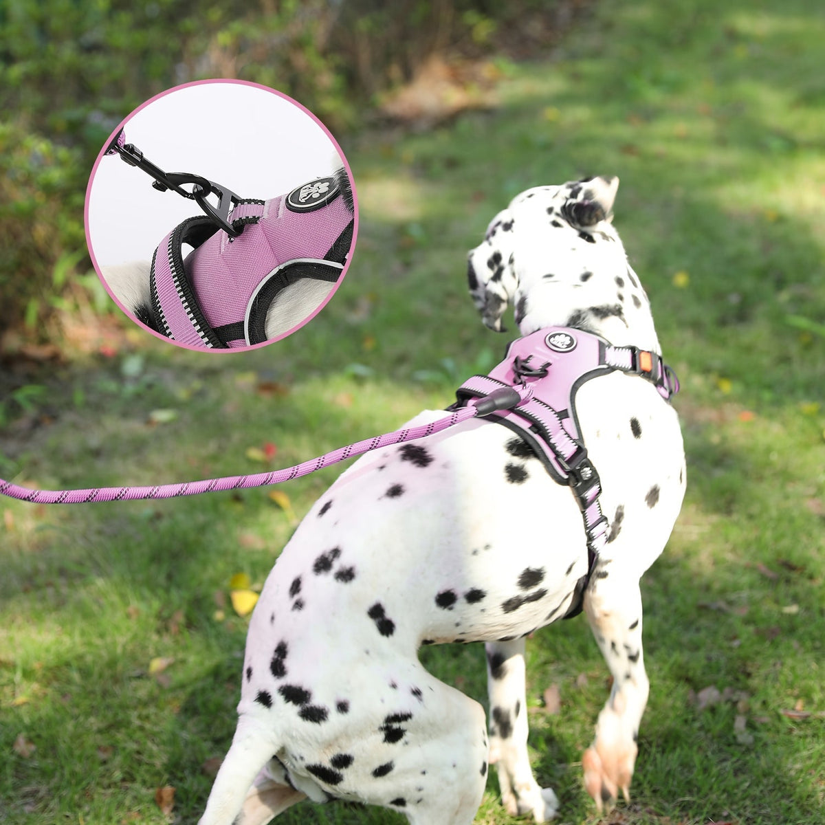 No-Pull Dog Harness Set with Retractable Leash, Seatbelt, and Collar – Fully Reflective, Adjustable, Breathable Vest Harness with Handle for Small & Large Dogs (XS–XL)
