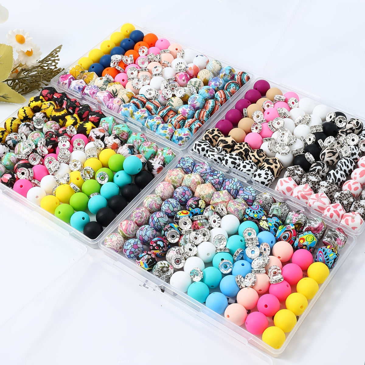 100pcs Silicone Beads Set with Storage Box, Hexagonal Striped Printed Pattern Beads for DIY Jewelry Making, Bead Pens, Keychain Pendants, Craft Supplies for Girls, Kids, Teens, and Adults