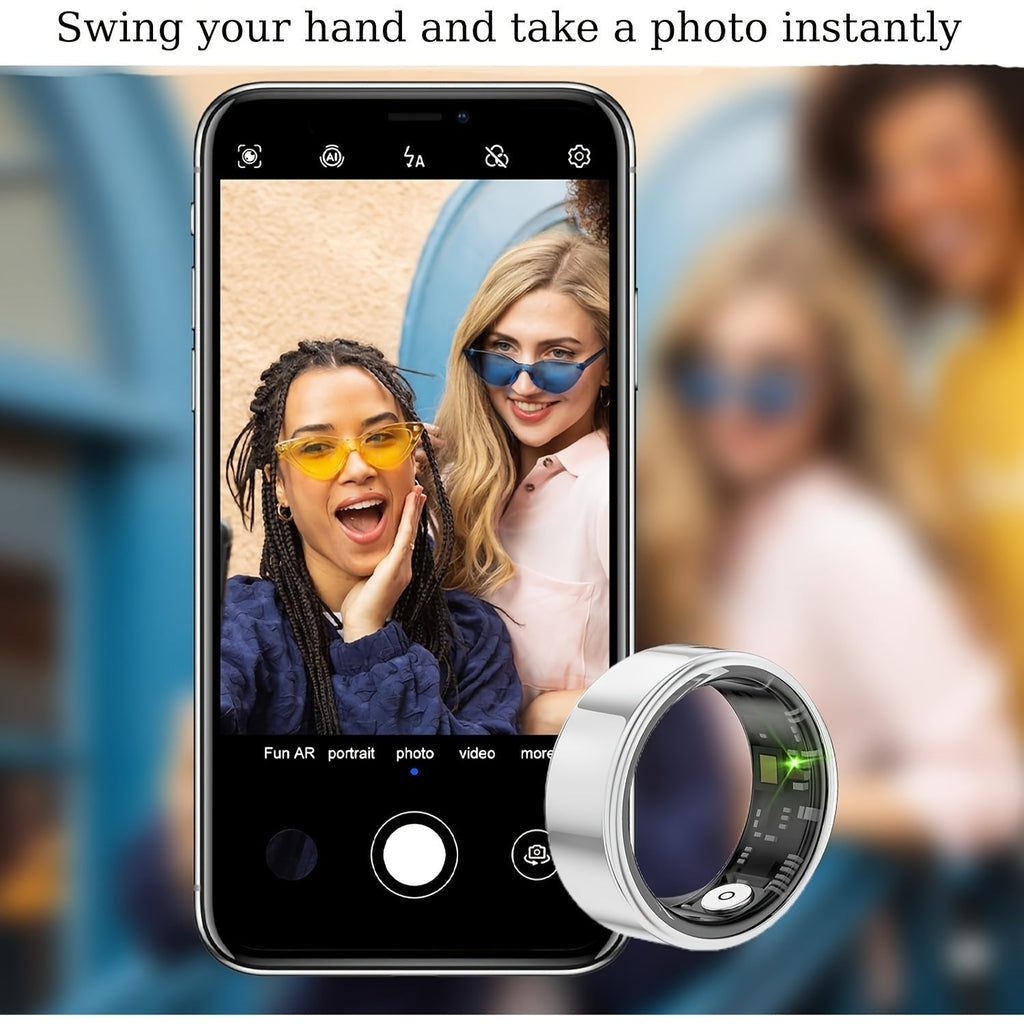 Smart Ring for Women – Fitness Tracker with Heart Rate, Sleep Monitor, Stress & Menstrual Tracking, 100+ Sports Modes, IP68 Waterproof, No Subscription, Compatible with iPhone & Android