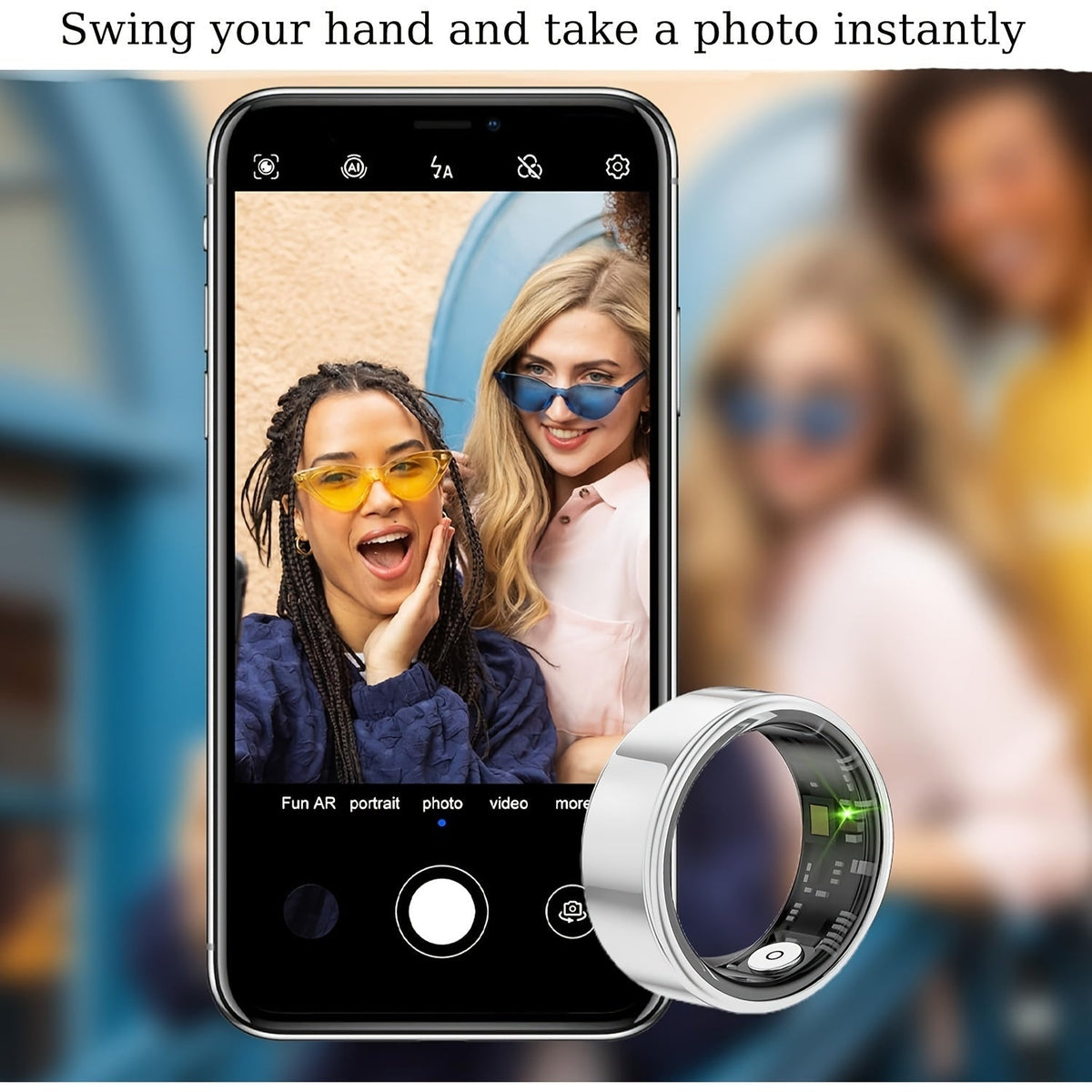 Smart Ring for Women – Fitness Tracker with Heart Rate, Sleep Monitor, Stress & Menstrual Tracking, 100+ Sports Modes, IP68 Waterproof, No Subscription, Compatible with iPhone & Android
