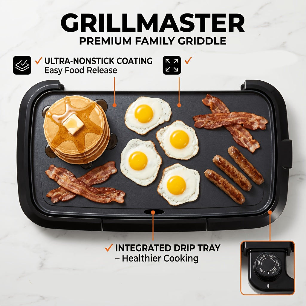 Large Nonstick Teppanyaki Electric Grill Pan & Griddle – Frying & Grilling All-in-One Breakfast Maker for Eggs Steaks Bacon Sausages Pancakes & Seafood Easy to Clean