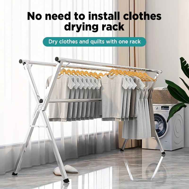 Stainless Steel Clothes Drying Rack 63" & 78.7" Retractable Foldable Heavy-Duty Laundry Drying Rack, Collapsible Indoor/Outdoor Clothesline with Adjustable Length for Balcony, Bedroom, and Laundry Room