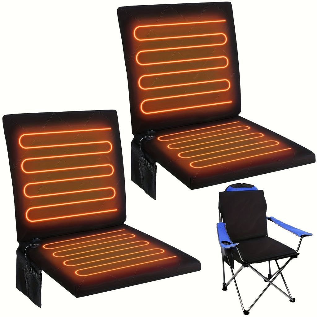Portable Heated Seat Cushion – Foldable USB-Powered 3-Mode Heat Settings for Stadium Sports Camping & Indoor Outdoor Use in Black (Power Bank Not Included)