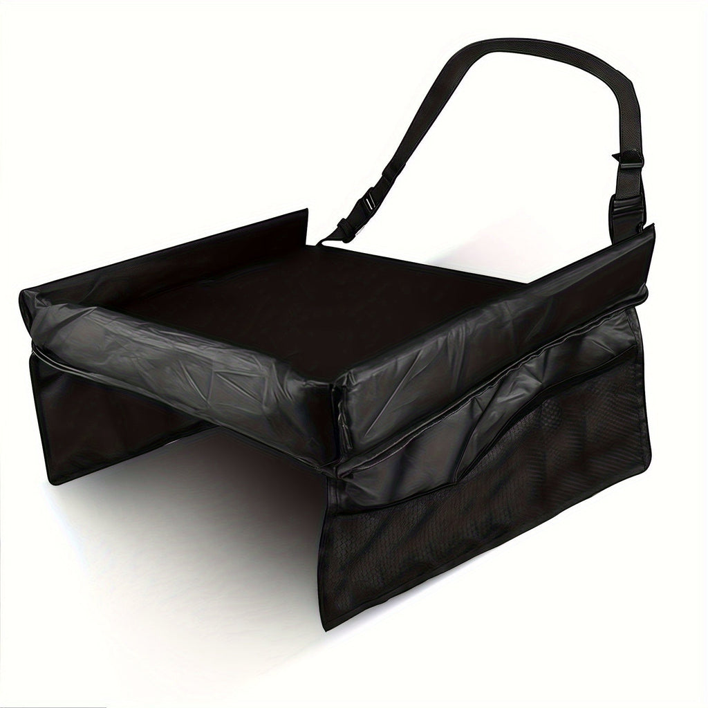 Foldable Kids Car Seat Travel Tray with Storage Pockets, Expandable Polyester Backseat Organizer for Children, Lightweight Lap Desk for Car, Airplane & Home Use, 1 or 2 Pack