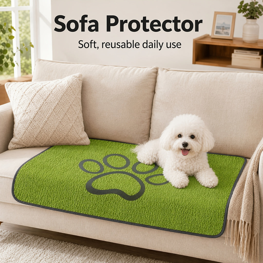 Washable Dog Pee Pad Reusable Non-Slip Training Mat - Super Absorbent Polyester Puppy Pad for Crate, Sofa & Floor, Tear-Resistant Machine Washable Puppy Training Pads for Small & Medium Dogs, S & L Sizes