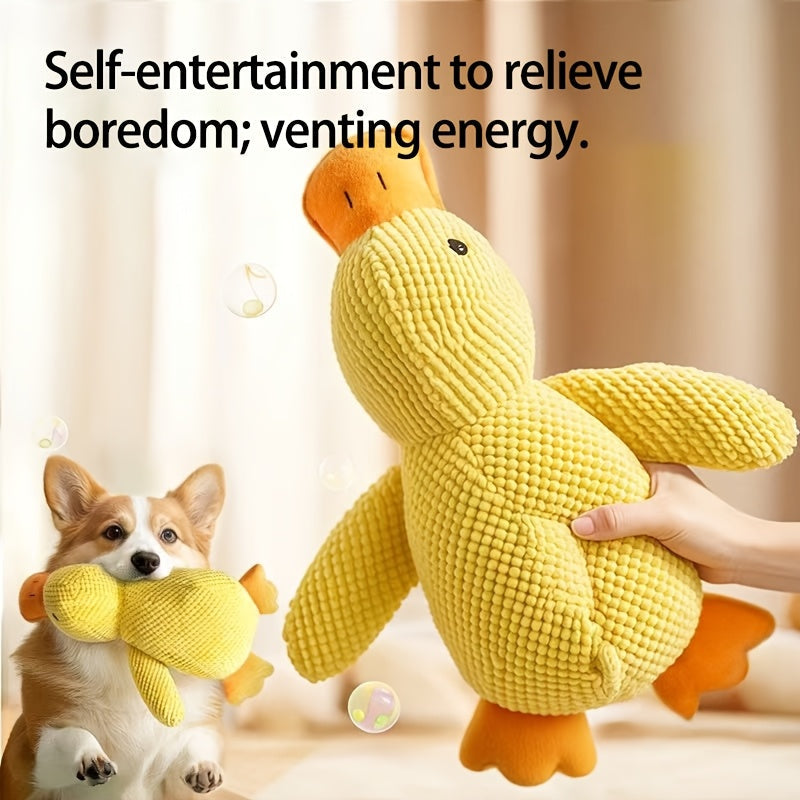 Plush Squeaky Duck Dog Toy - Durable Soft Chewable Noise-Making Stuffed Animal for Stress Relief, Anxiety & Boredom, Cute Gift for Small, Medium, and Large Dogs, S/M/L