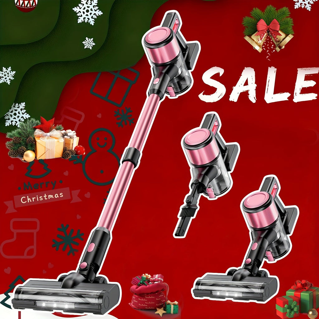 Cordless Vacuum Cleaner 8-in-1 Lightweight Wireless Stick Vacuum for Hardwood Floor, Carpet & Pet Hair, Home Essential Cleaning Gadgets for Housekeeping, Golden Black Pink White Yellow