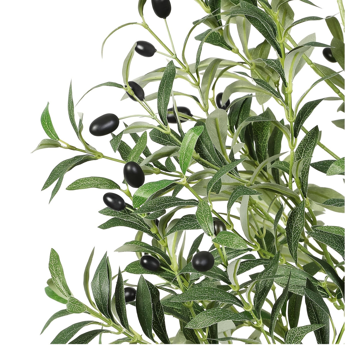Artificial Olive Tree 4/5/6/7ft – Double Pole Silk Leaves & Faux Fruit Realistic Wood Trunk Faux Moss Potted Faux Plant for Home Living Room Indoor Outdoor Decor