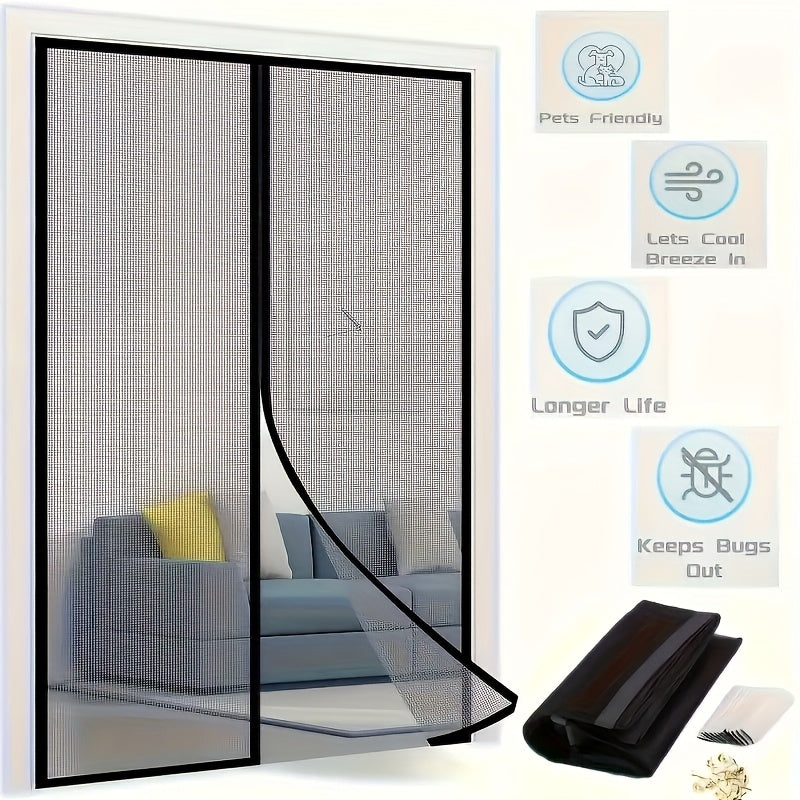 Magnetic Screen Door Hands-Free Auto-Close – Heavy Duty Mesh Curtain with Full-Frame Velcro, Bug & Insect Proof, Pet & Kid Friendly for Front Door, Kitchen, Balcony & Bedroom