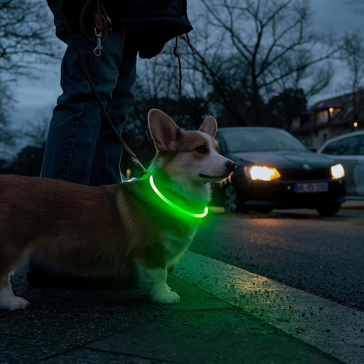 USB Rechargeable LED Dog Collar – 360° Glow Safety Collar with 3 Modes, Adjustable TPU Cuttable Collar for Small, Medium, and Large Dogs, Ideal for Night Walking, Running & Hunting
