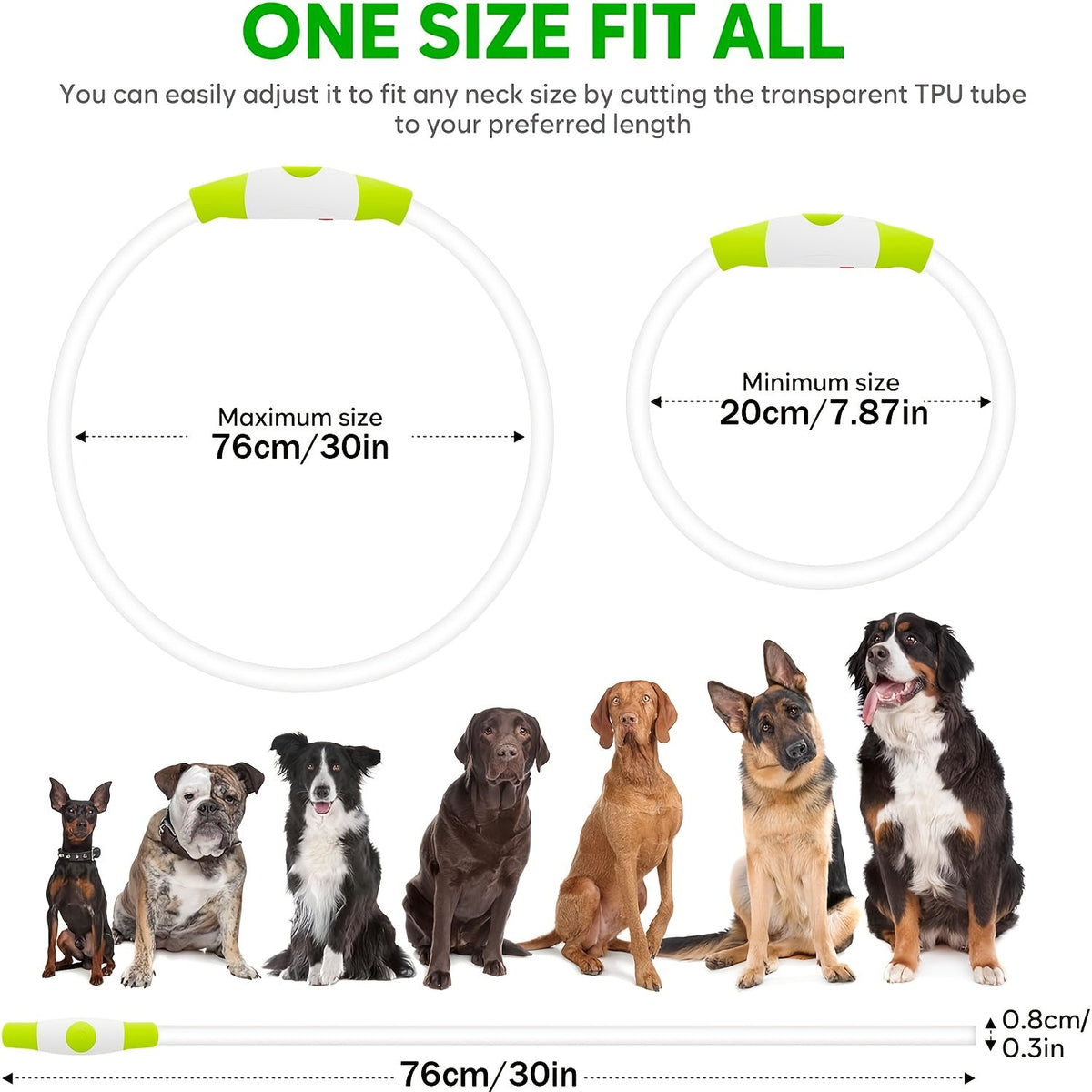 USB Rechargeable LED Dog Collar – 360° Glow Safety Collar with 3 Modes, Adjustable TPU Cuttable Collar for Small, Medium, and Large Dogs, Ideal for Night Walking, Running & Hunting