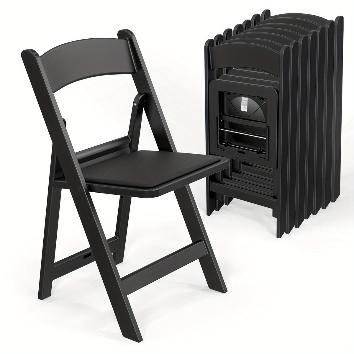 Resin Folding Chairs with Cushioned Seats – Foldable Plastic Padded Chair for Indoor Outdoor Events Weddings BBQ Camping Patio in White & Black (Set of 1 2 4 or 8)