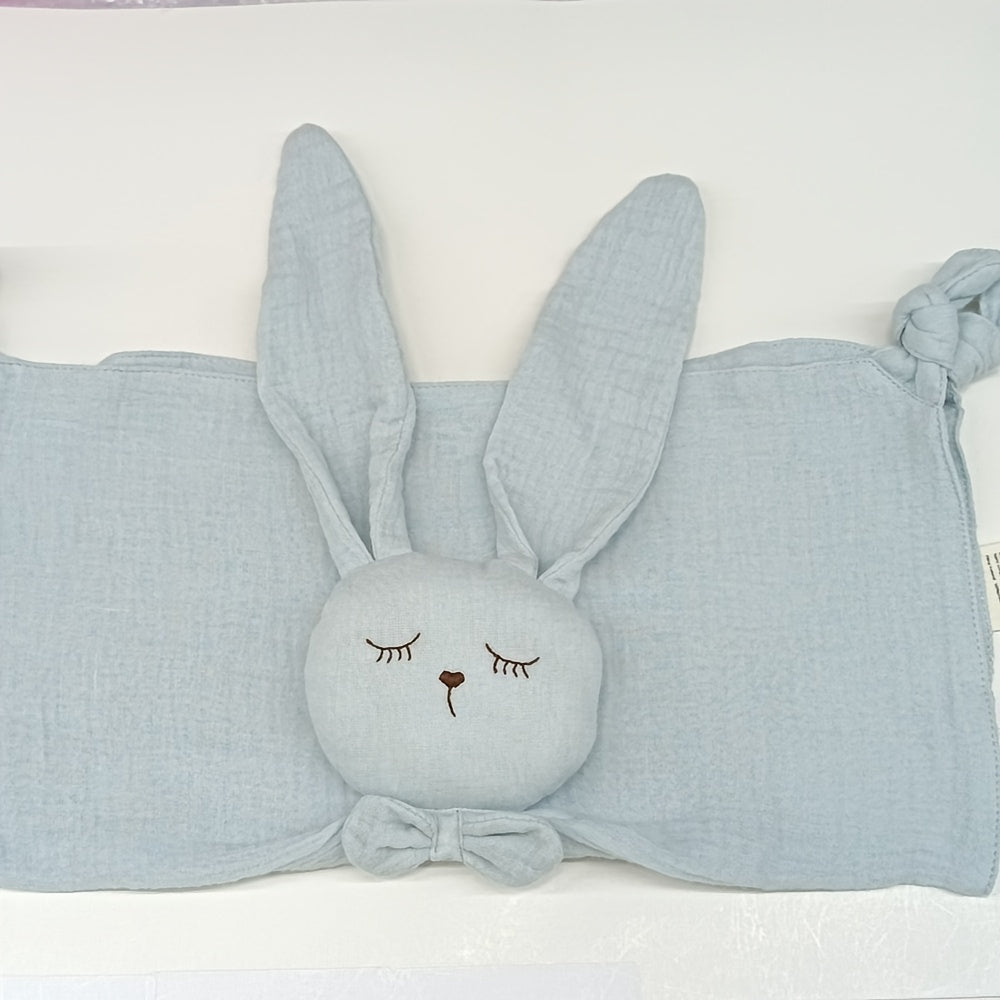Newborn Baby Bunny Lovey Security Blanket & Rabbit Stuffed Doll, Soft Cuddly Comfort Toy for Boys & Girls, 3 Colors Including Light Blue Pink & Yellow, Baby Shower Gift