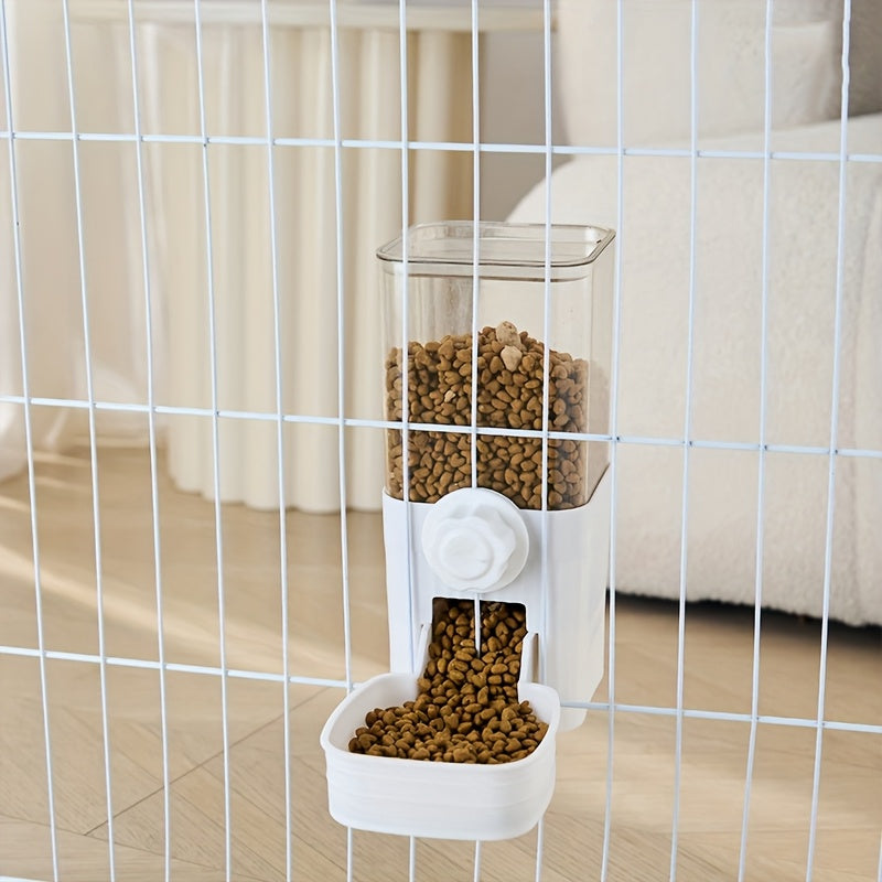 Automatic Hanging Cage Pet Feeder and Waterer Gravity Self-Feeding Drinking Bowl Set for Rabbits, Cats, Dogs, and Guinea Pigs, 40oz Feeder and 17oz Drinker
