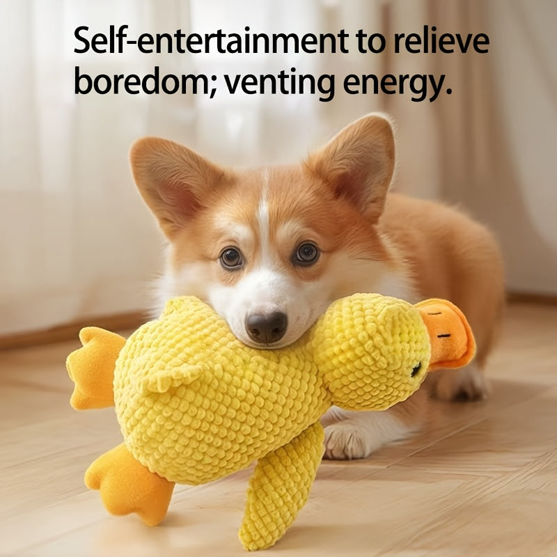 Plush Squeaky Duck Dog Toy - Durable Soft Chewable Noise-Making Stuffed Animal for Stress Relief, Anxiety & Boredom, Cute Gift for Small, Medium, and Large Dogs, S/M/L