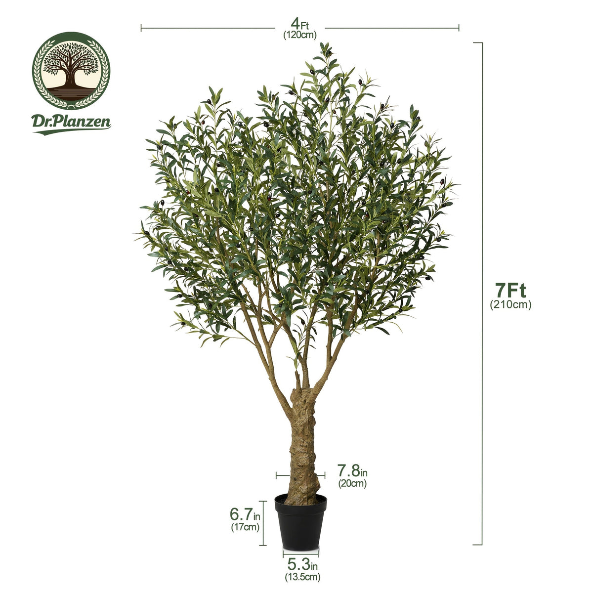 Artificial Olive Tree 5/6/7/8ft with Black Planter, Faux Olive Plant with Silk Leaves & Realistic Trunk, UV-Resistant Indoor Outdoor Home Office Living Room Bedroom Decor, No Maintenance