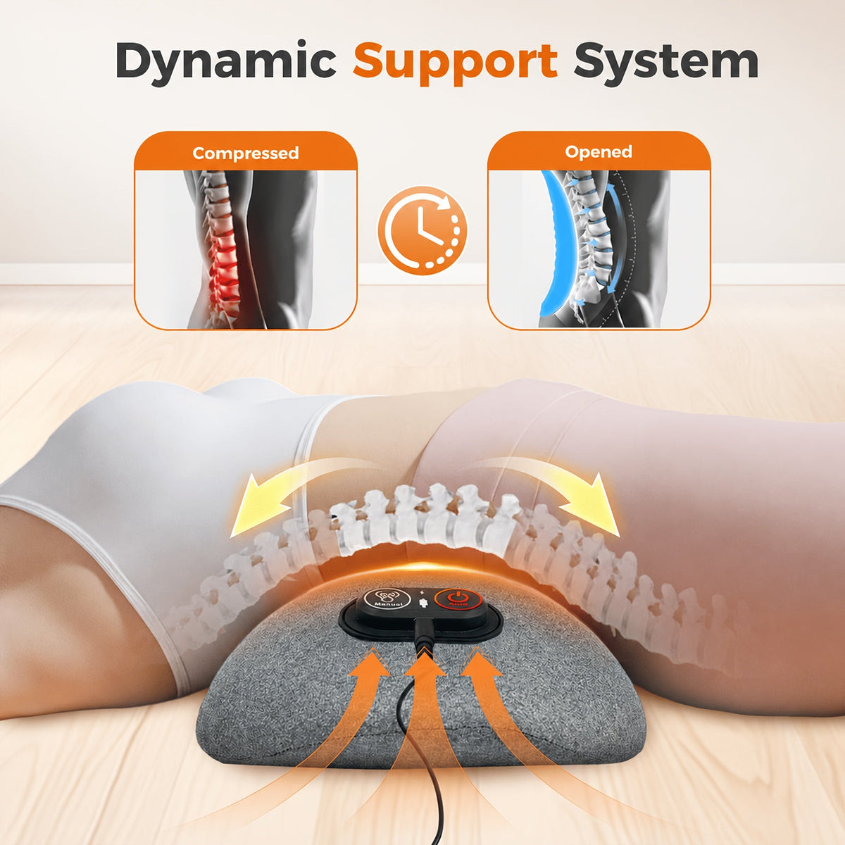3-in-1 Lumbar Support Pillow – Vibration Massage, Heat Therapy & Air Cushion Lift, Ergonomic Lower Back Pillow for Office Chair & Car, Soothes Stiffness & Muscle Tension – Nova Mart