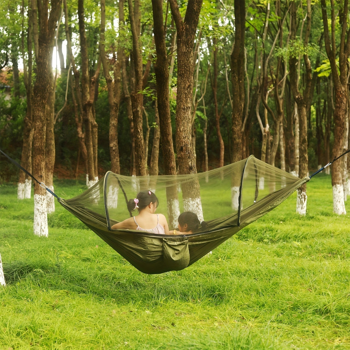 3-in-1 Double Camping Hammock with Mosquito Net and Sun Shade – Lightweight, Portable, and Durable; Ideal for Camping, Hiking, Backpacking, Picnicking, and Parks; 7 Color Options