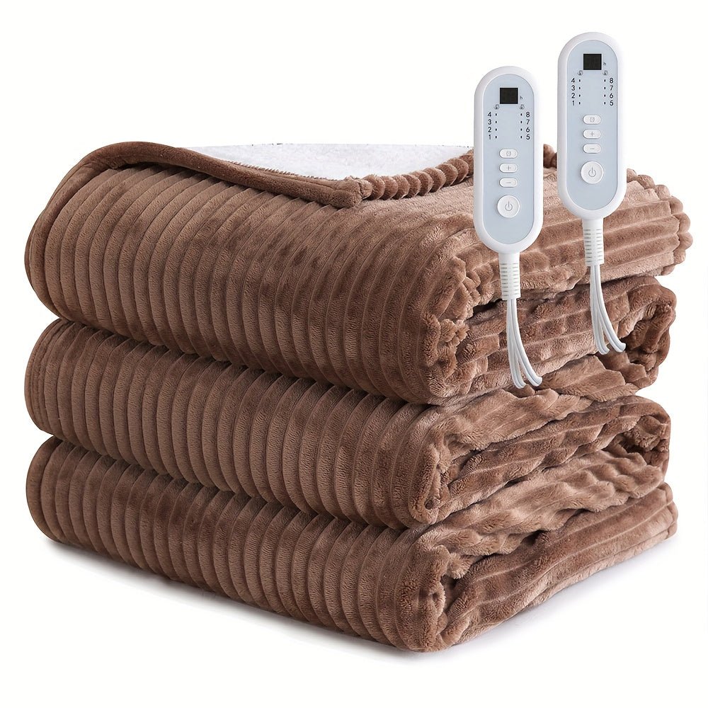 Electric Heated Blanket, Flannel, Extra Large, 8 Temperature Levels, 10-Hour Auto-Off, PTC+NTC Overheat Protection, Machine Washable – Available in Throw, Twin, Full, Queen, and King Sizes