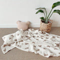 Double-Layer Cotton Gauze Baby Swaddle Blanket with Cute Bear Print, Soft Muslin Bath Towel Blanket for Newborns & Infants, 35x51 Inch Multi-Use Swaddle Wrap for Boys & Girls