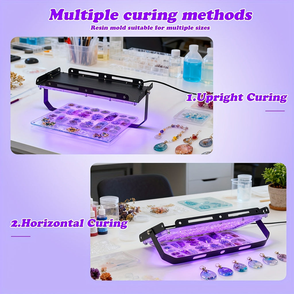 Professional UV LED Resin Curing Lamp, 96 or 144 LEDs, High Power, USB Plug and Play for DIY Jewelry Making, Epoxy Resin Hardening, Mold Curing, Dark Violet