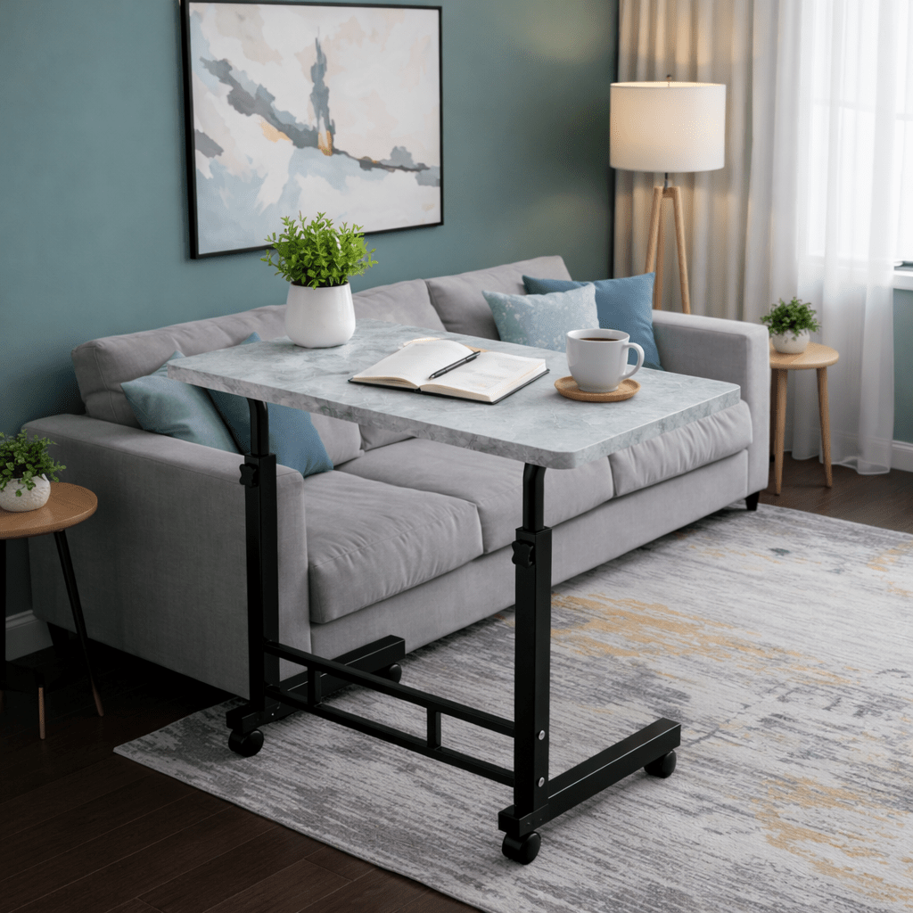 Height Adjustable Mobile Laptop Table with Wheels, Rolling Bedside Computer Desk for Bed and Sofa, Side Table for Bedroom, Dorm Room, and Small Spaces, Available in 8 Colors