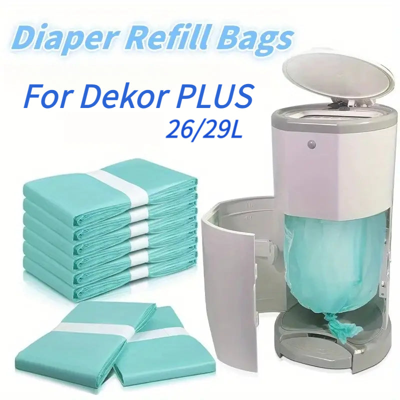 5-Pack Extra Thick Diaper Pail Refill Bags, Fully Compatible with Korbell 26L & 29L Plus Diaper Pail, 10 Meters Long x 42cm Wide, Turquoise 420