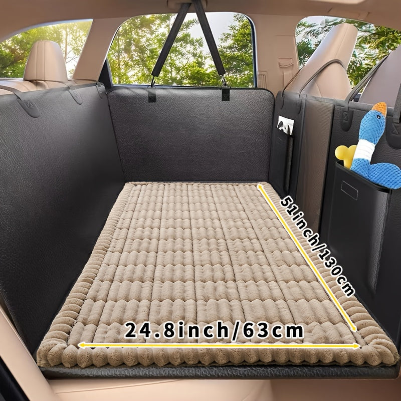防滑狗用汽车座椅垫——适用于SUV、轿车及卡车的加厚涤纶宠物座椅保护套，带后排延伸，易于清洁，适合各种体型犬只