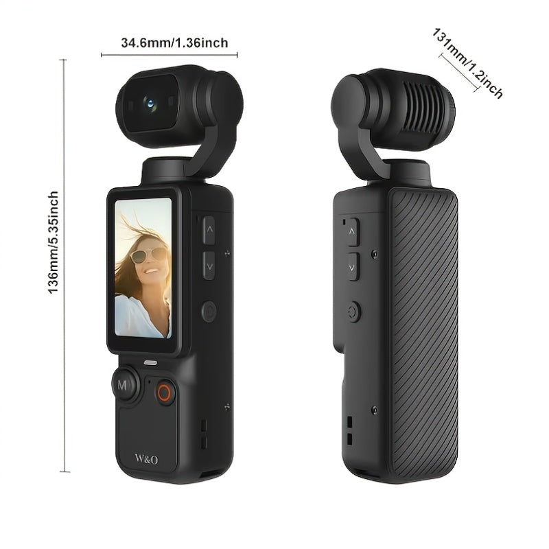 4-in-1 Action Camera 1080P HD with 360° Rotating Lens - Image Stabilization, One-Click Recording, Ultra-Lightweight Compact Outdoor Camera for Cycling Vlog Drone-Style Shots - White
