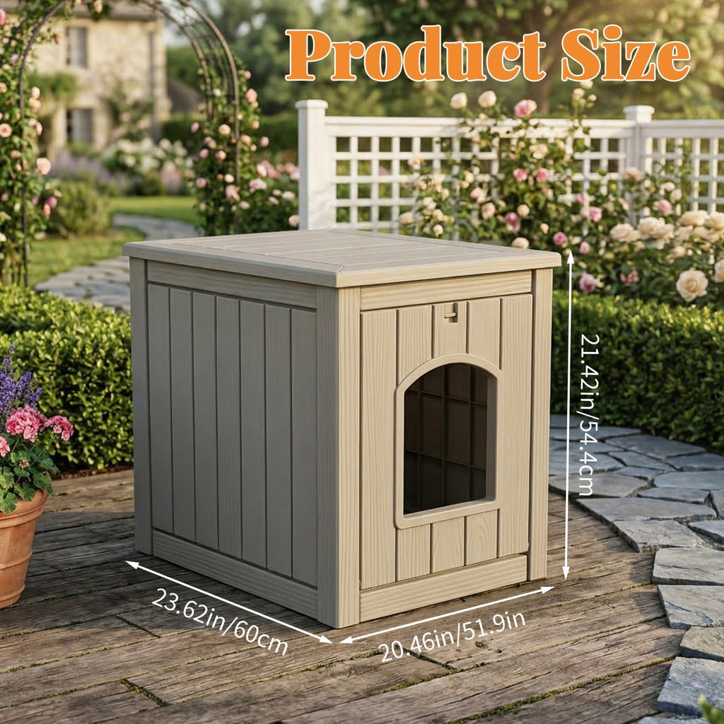 Hidden Litter Box Cabinet - Multifunctional Cat Litter Box Enclosure with Side Table Top, Front-Opening Door, Easy Clean - Indoor, Courtyard & Doorstep - Black & Light Brown